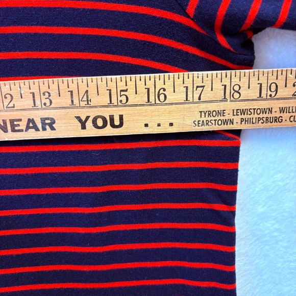 J. Crew Knit Dress Red Navy Blue Striped Cotton Blend 3/4 Sleeve Casual - Picture 3 of 9